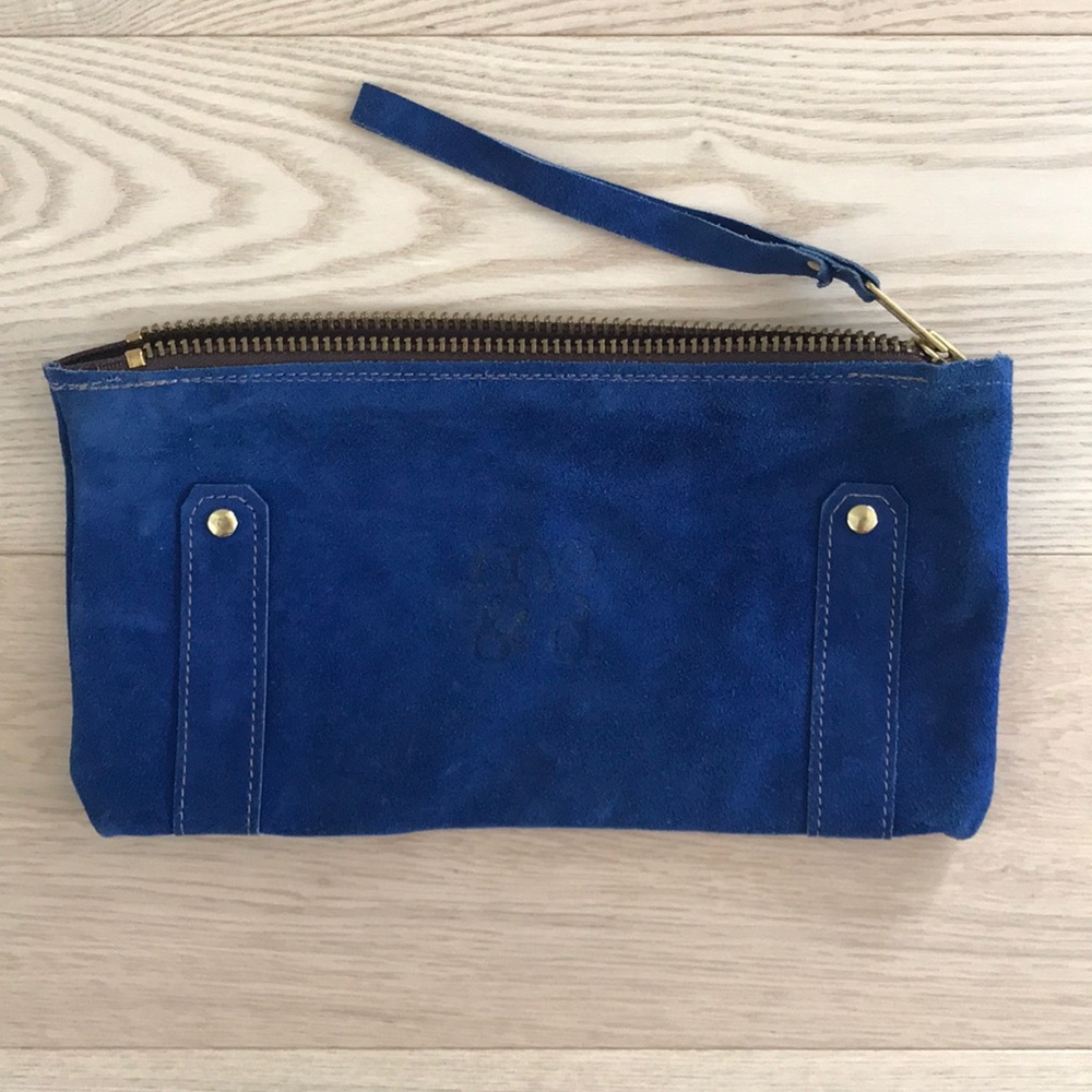 Blue suede clutch